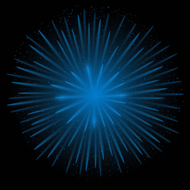 Blue realistic fireworks - Vector, Image