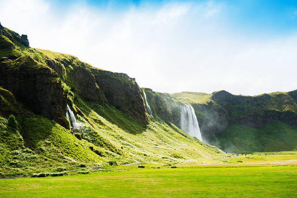 Seljalandsfoss waterfall in Iceland.  - 写真・画像