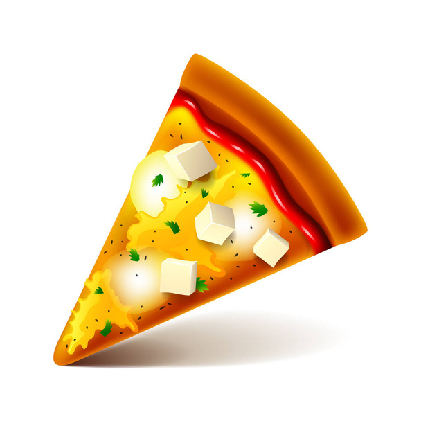 ломтик пиццы с сыром изолирован на белом векторе
 - Вектор,изображение