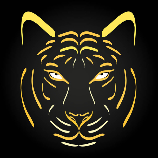 Silueta de cabeza de tigre. Icono del tigre vectorial como elemento de diseño sobre fondo negro
 - Vector, Imagen
