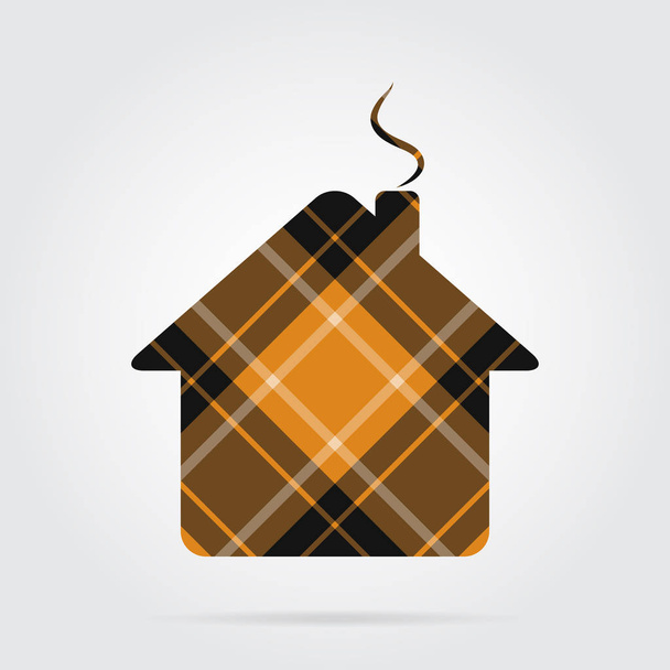 желтая, черная икона тартана - дом с дымоходом
 - Вектор,изображение