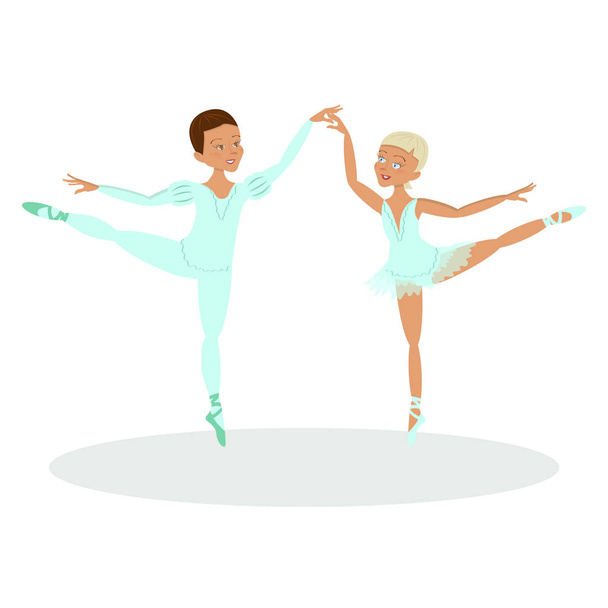 boy and girl ballet dancers - Vector, Image