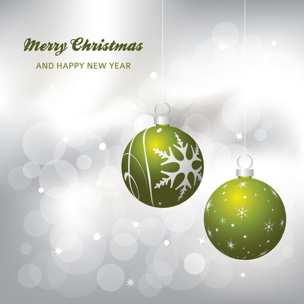 Christmas card background, green and silver - Διάνυσμα, εικόνα