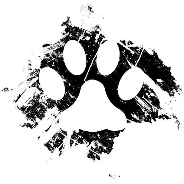 Grunge paw print vector - Vector, Image