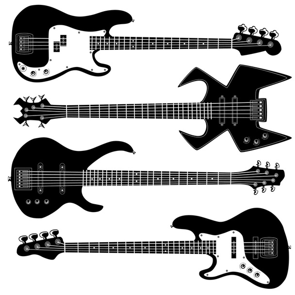 Bass guitars vector silhouettes - Vector, afbeelding