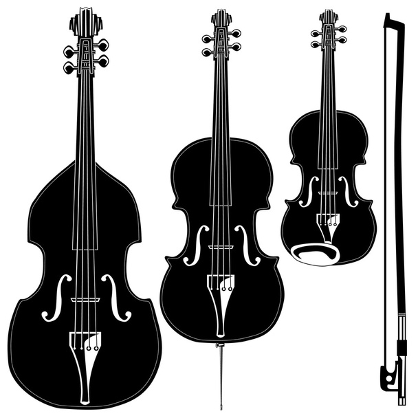 Stringed instruments vector silhouette - Vector, Image