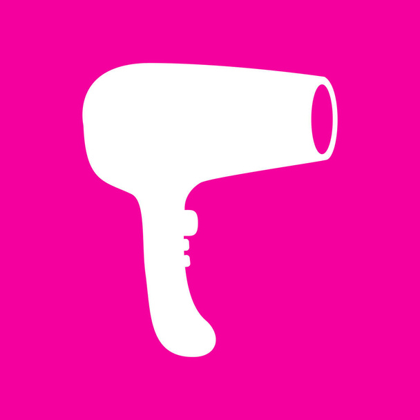 Hair Dryer sign. White icon at magenta background. - Vector, Image