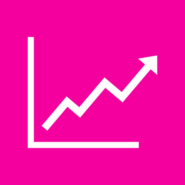 Growing bars graphic sign. White icon at magenta background. - Vector, Image
