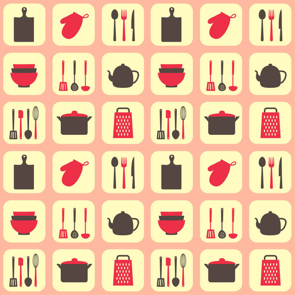 Kitchen tools seamless pattern - Vetor, Imagem