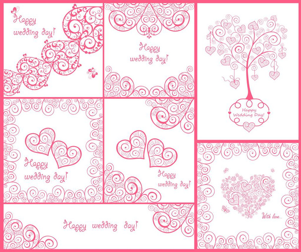 Beautiful decorative design and greeting cards for wedding invitations - Vetor, Imagem