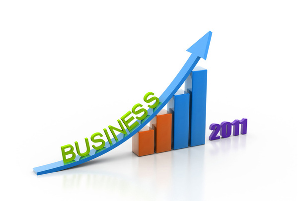 Crecimiento del negocio del año en fondo blanco
 - Foto, Imagen