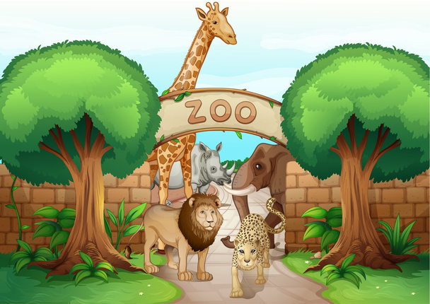 a zoo and the animals - Vector, Image