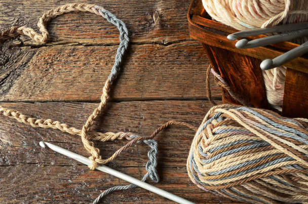 Crochet Yarn and Crochet Hook - Фото, зображення