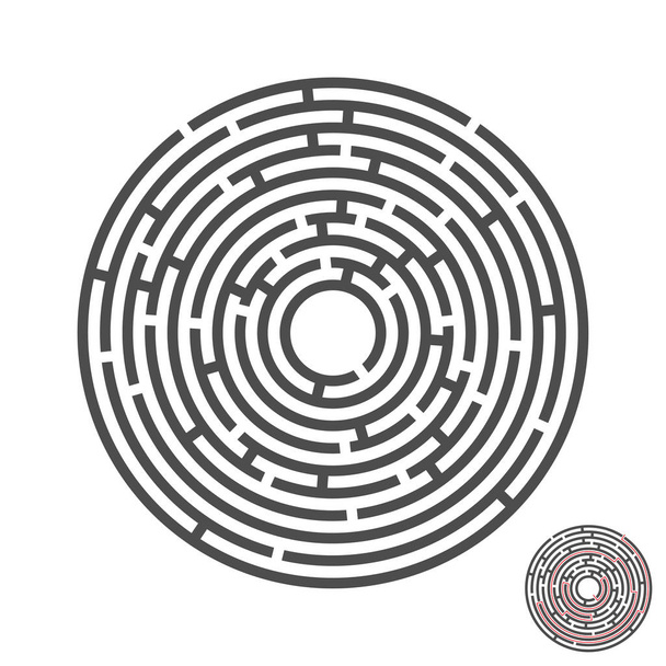 labirinto del cerchio di fuga con l'entrata e l'uscita. Puzzle labirinto gioco vettoriale con soluzione. Num.02
 - Vettoriali, immagini
