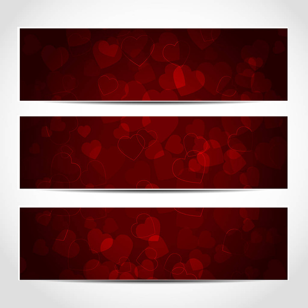 Happy Valentines Day Banners with red hearts - Vetor, Imagem