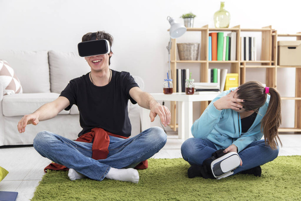Teenagers with VR glasses - Фото, изображение