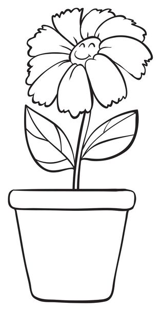 a blue flower and pot sketch - Vector, Image