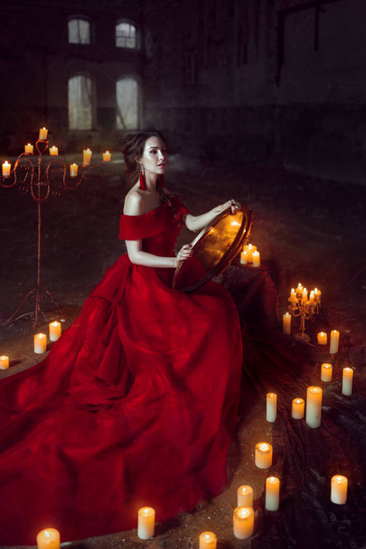 Beautiful lady with candles - Fotoğraf, Görsel