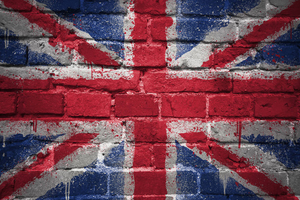 drapeau national peint de grand britain sur un mur de briques
 - Photo, image