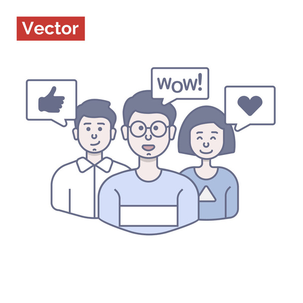 Employees speaking to their boss and happy new agreement - Vector, Image