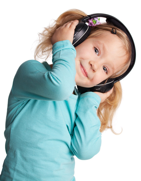 Little girl in headphones - Foto, Imagem