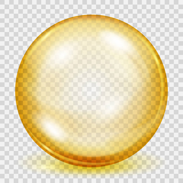 Transparent yellow sphere with shadow - Vector, Image