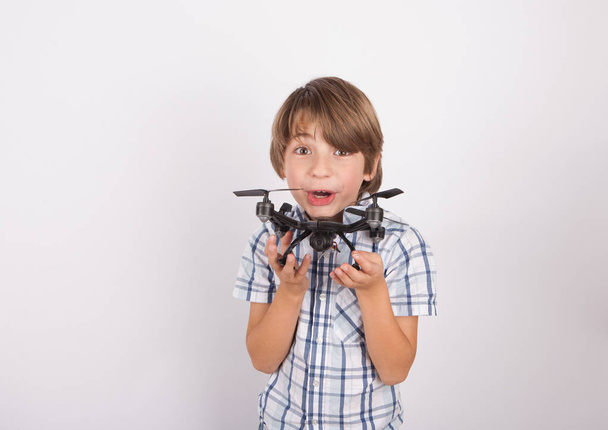 Funny boy with drone - Foto, Imagem