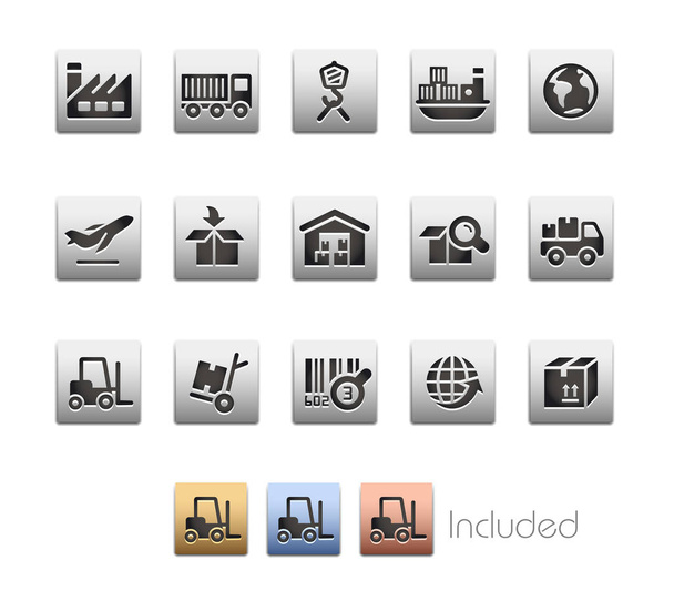 Conjunto de iconos de industria y logística - Serie Metalbox
 - Vector, imagen