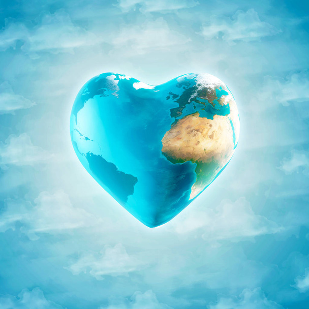 The earth with heart shape - Foto, Imagen