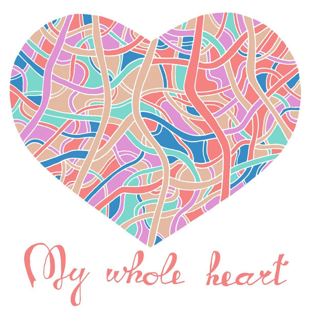 Hand drawn heart with colorful pattern - Vector, afbeelding