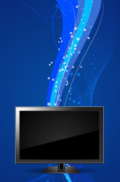 TV Monitor Vector Illustration with a Wavy Background - Vector, afbeelding