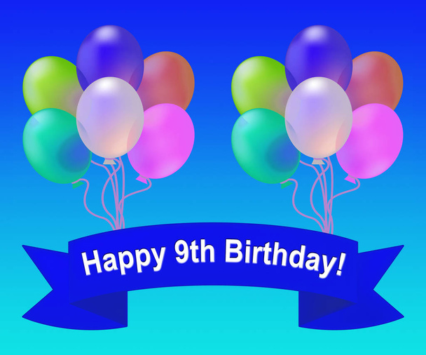 Devátým narozeninám znamená 9. večírek oslava 3d Illustrati - Fotografie, Obrázek