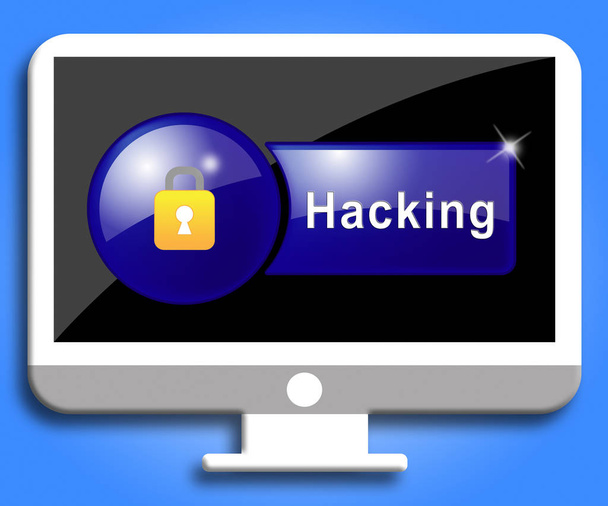 Počítačového hackera ukazuje trestný čin ohrožení a zranitelnosti - Fotografie, Obrázek