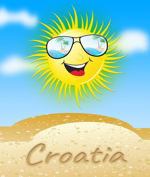 Chorwacji słońce uśmiechający się, czyli słoneczny ilustracja 3d - Zdjęcie, obraz