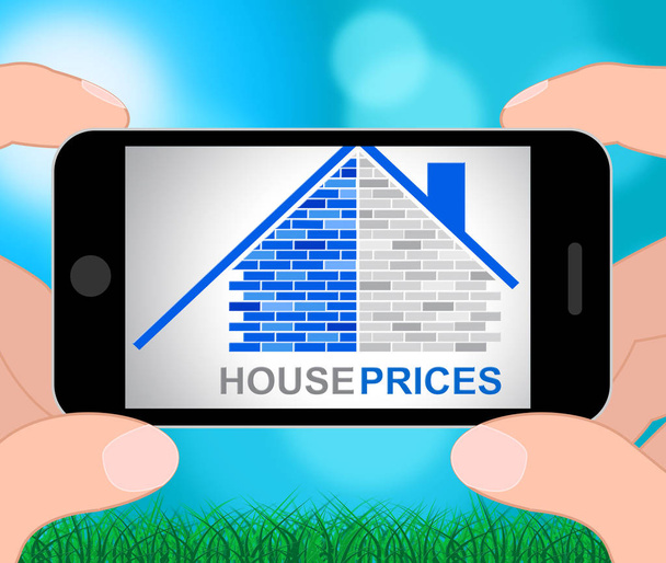 Häuserpreise stellen Wohnkosten dar 3d Illustration - Foto, Bild