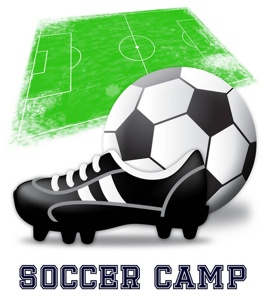 Ποδόσφαιρο Ποδόσφαιρο δείχνει στρατόπεδο εκπαίδευσης 3d απεικόνιση - Φωτογραφία, εικόνα