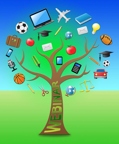 Webinar drzewa reprezentuje, Coaching, szkolenia ilustracja 3d - Zdjęcie, obraz
