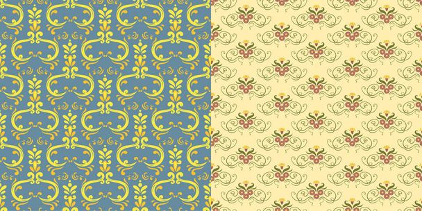 Vector damask vintage seamless pattern background. - Вектор,изображение