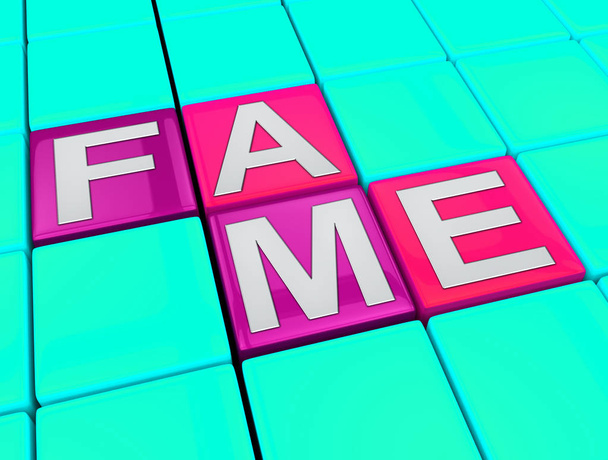 Fame blokken geeft aan beroemde sterrendom 3d illustratie - Foto, afbeelding