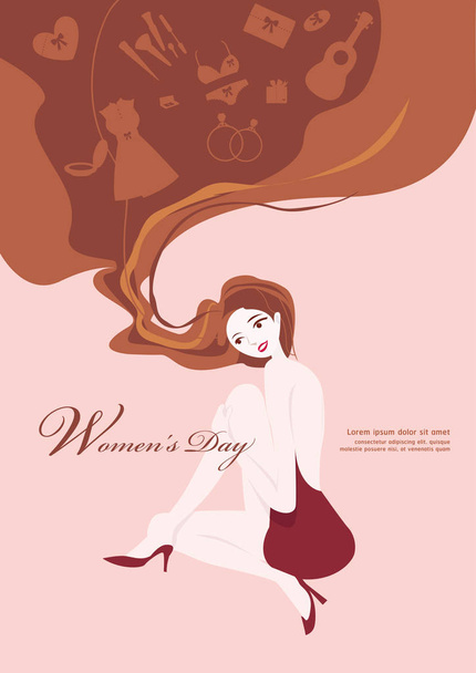 Дизайн плакатов для женского дня
 - Вектор,изображение