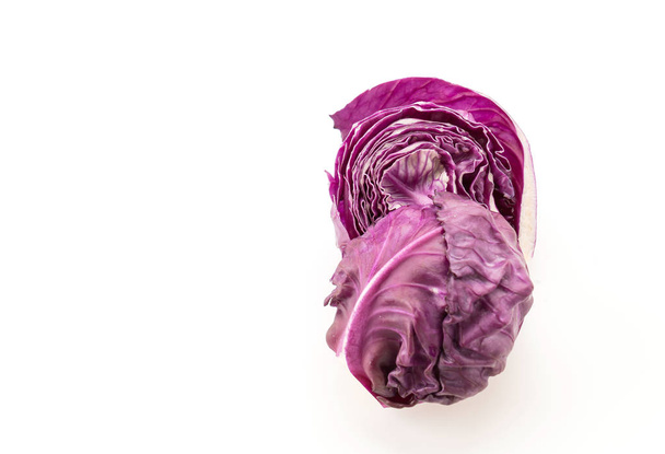 Purple cabbage on white background - Фото, изображение