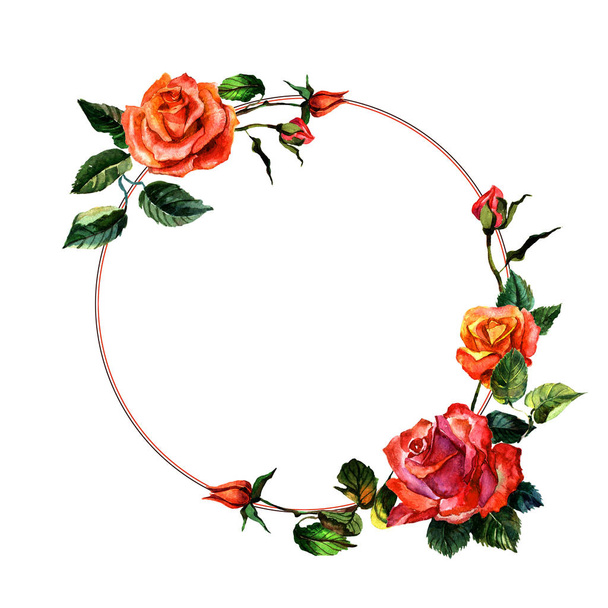 Wildblume Rose Blume Rahmen in einem Aquarell-Stil isoliert. - Foto, Bild