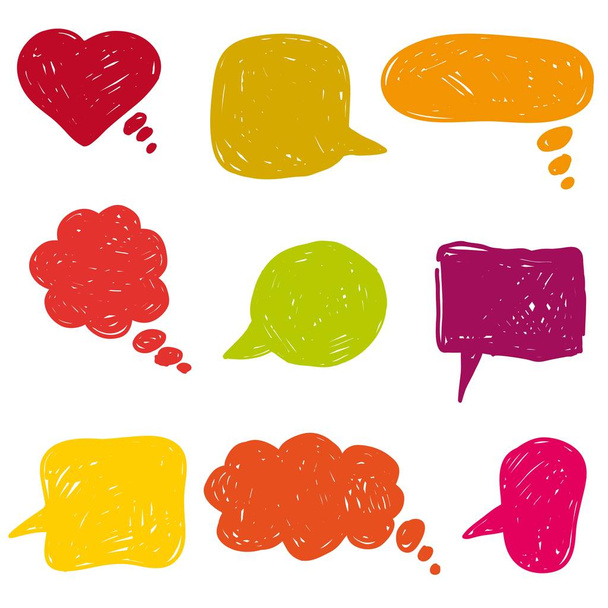 flat colored speech bubbles. hand drawn icons - Vector, Image