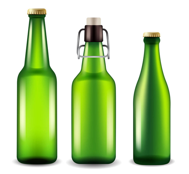 Realistic Beer Bottles : Vector Illustration - Vektori, kuva
