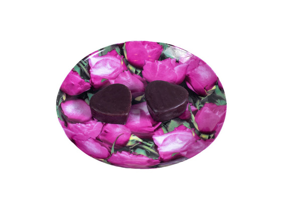 Kalp - sevgili Sevgililer günü için bir hediye şeklinde çikolata şeker. - Fotoğraf, Görsel