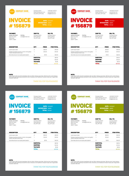 Set of four invoice templates - Vector, Image