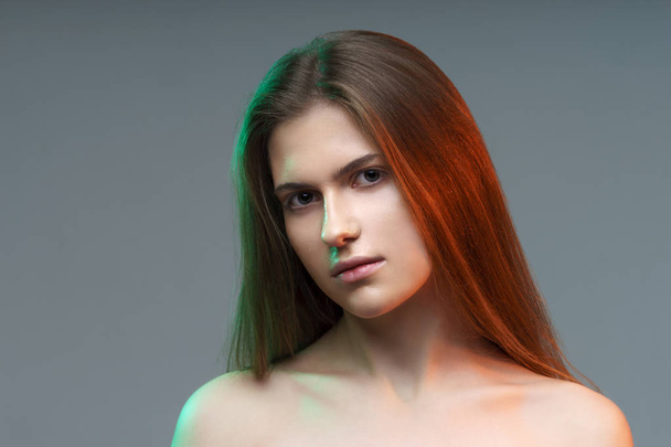 Colorful Beautiful Young Woman Posing Fantasy Portrait Colored L - Foto, afbeelding