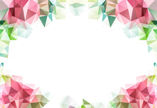 Lage polygoon driehoek patroon achtergrond bloem, bloemblaadjes en lege kaart voor uw tekst op wit - Foto, afbeelding