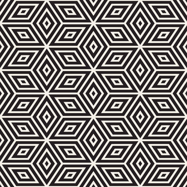 Trendy Monochrome Line Lattice. Vector Seamless Black and White Pattern. - Vector, Image