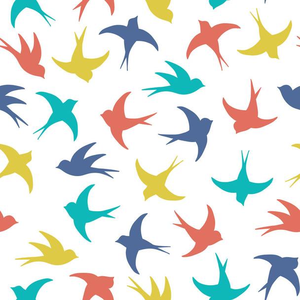Colorful flying swallows seamless pattern - Фото, изображение